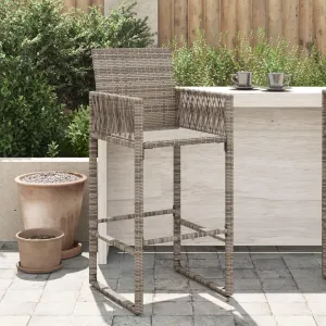 2-Pack Gray PE Rattan Outdoor Bar Stools with Steel Frame, Patio Furniture Set of 2 Chairs for Backyard Deck Poolside Dining, 31.5" Seat Height, All-Weather Durable Lounge Chairs