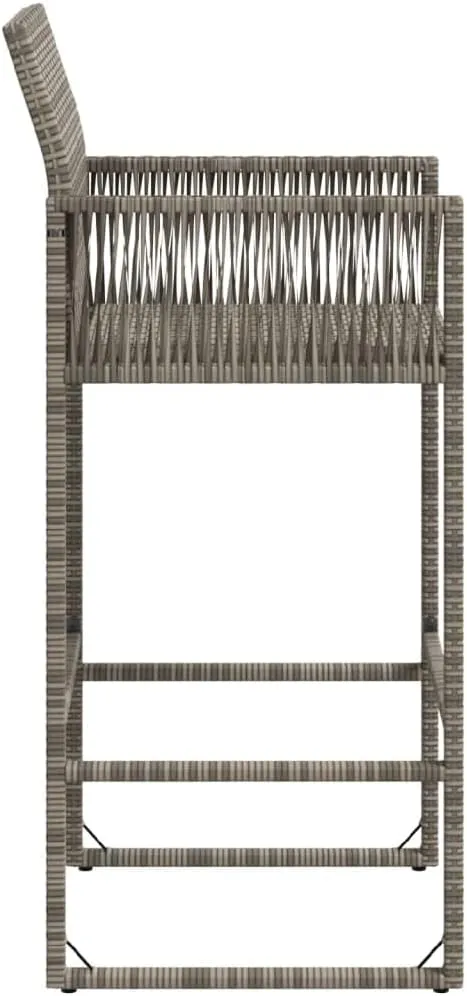 2-Pack Gray PE Rattan Outdoor Bar Stools with Steel Frame, Patio Furniture Set of 2 Chairs for Backyard Deck Poolside Dining, 31.5" Seat Height, All-Weather Durable Lounge Chairs