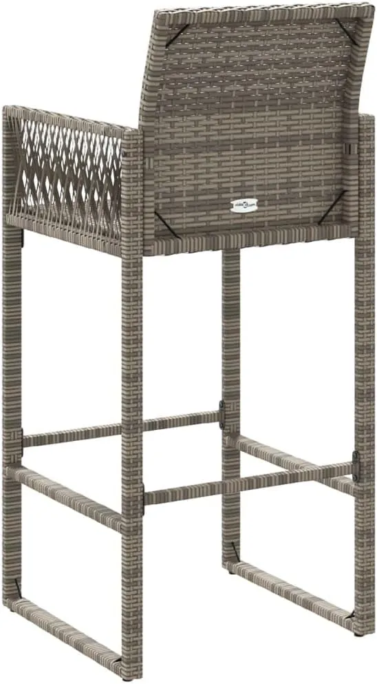 2-Pack Gray PE Rattan Outdoor Bar Stools with Steel Frame, Patio Furniture Set of 2 Chairs for Backyard Deck Poolside Dining, 31.5" Seat Height, All-Weather Durable Lounge Chairs