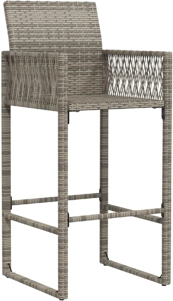 2-Pack Gray PE Rattan Outdoor Bar Stools with Steel Frame, Patio Furniture Set of 2 Chairs for Backyard Deck Poolside Dining, 31.5" Seat Height, All-Weather Durable Lounge Chairs