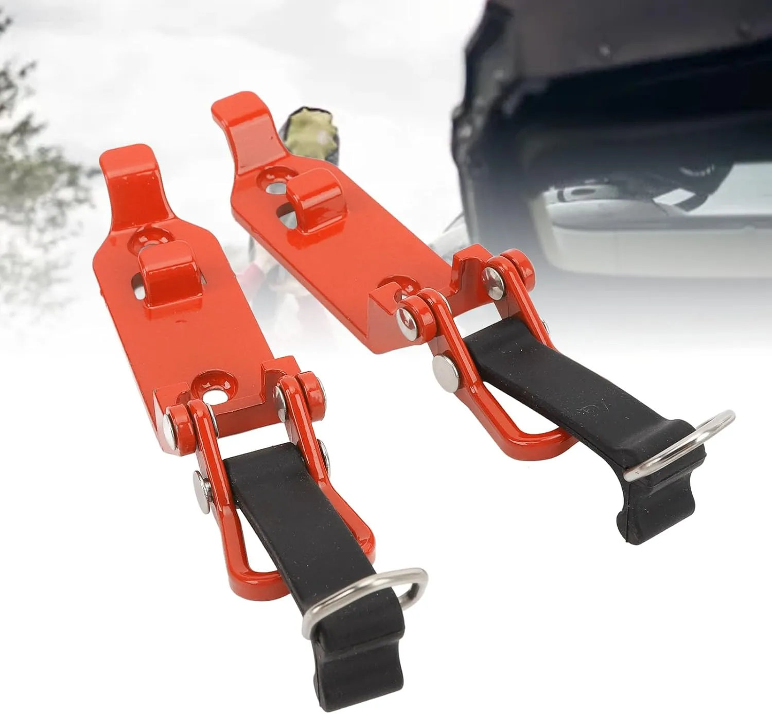 2 Pcs Shovel Holder for Truck, Heavy Duty Shovel Mounts for Roof Rack,Heavy Duty Roof Rack Shovel Holder,Versatile Metal Rubber Clamp Mounting Kit for Organizing Tools in Cars (Orange)