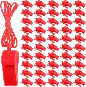 200 Pieces Plastic Whistles with Lanyard Loud Whistles Emergency Whistles Bulk for School Trainning Outdoor Hiking Sports Coaches Teacher Referees Whistle