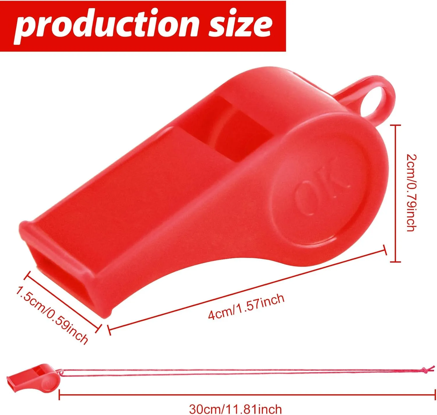 200 Pieces Plastic Whistles with Lanyard Loud Whistles Emergency Whistles Bulk for School Trainning Outdoor Hiking Sports Coaches Teacher Referees Whistle