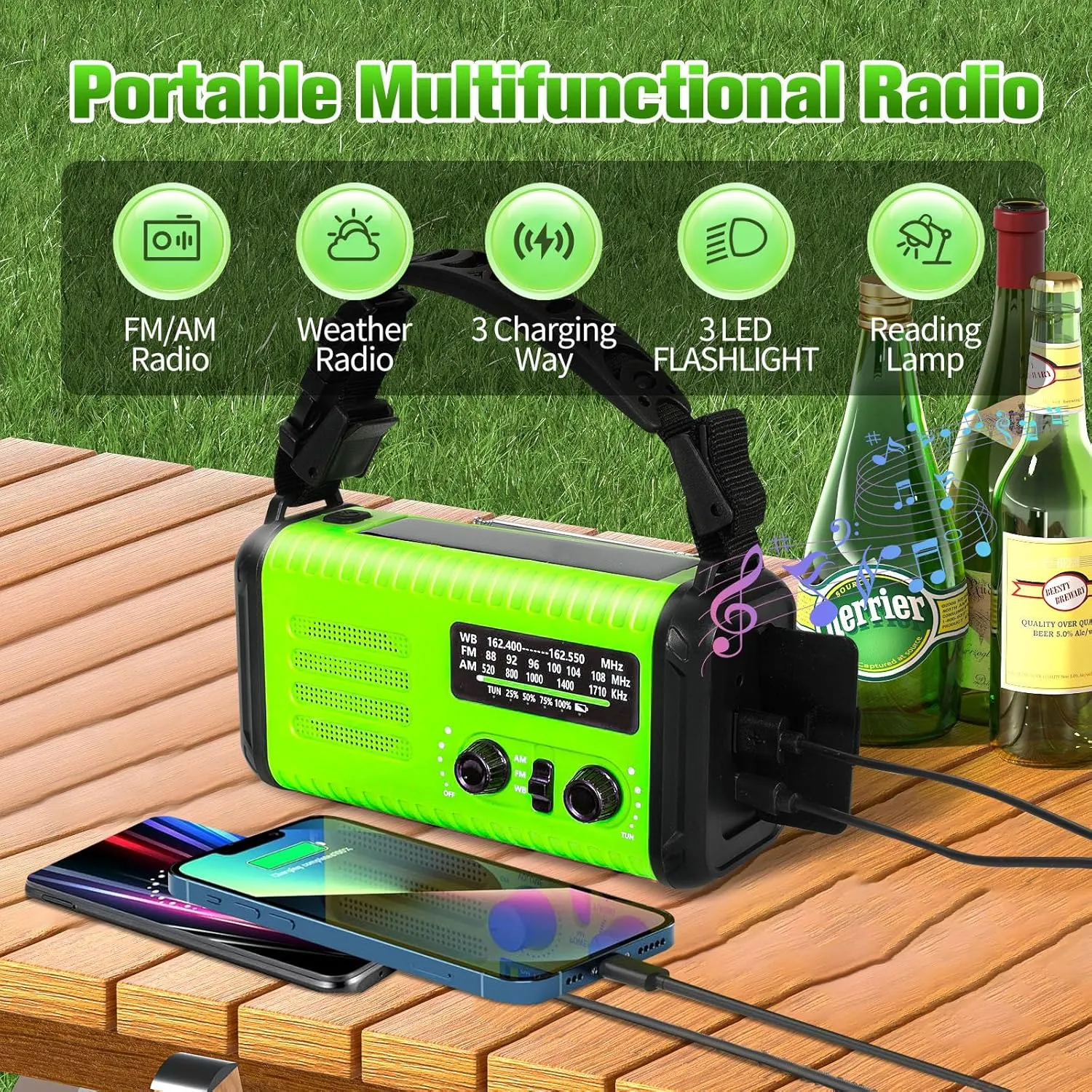 20000mAh/74000mWh Portable Emergency Weather Radio (Condor 1) NOAA/AM/FM with USB/Solar/Hand Crank Charging Battery Operated SOS Alarm & Flashlight for Indoor/Outdoor Emergencies Survival Supplies