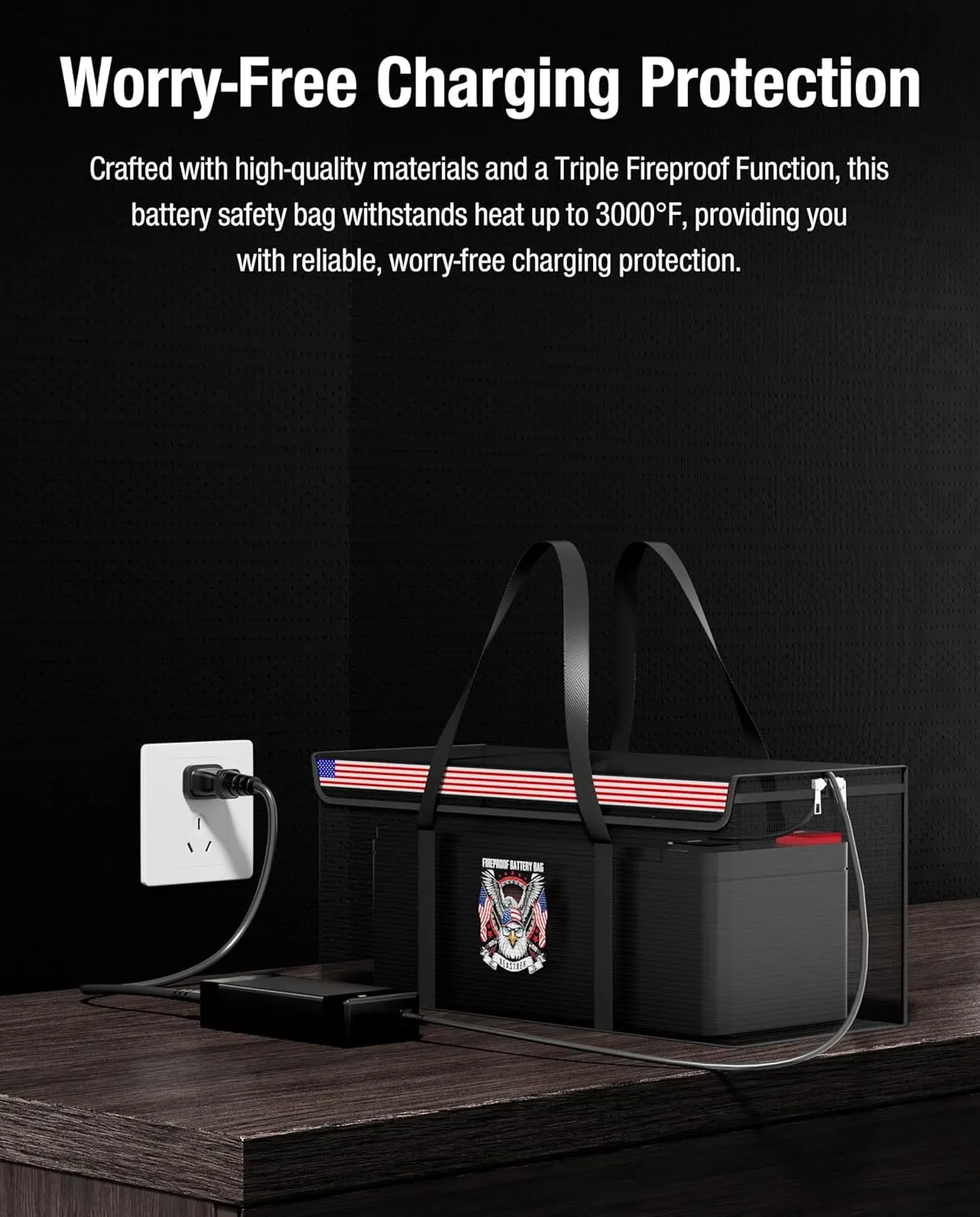 200AH LiFePO4 Lithium Battery Fireproof Bag,Large Capacity Explosion-proof Lipo Battery Safe Bag for Charging and Storage,Compatible with LiTime and Renogy(21.9 * 9 * 9.4in)