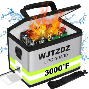 2025 Upgraded Lipo Battery Fireproof Explosionproof Bag(8.5 x 5.7 x 6.5 inch),4 Layers of Heat Insulated Materials with Waterproof Zipper/Reflective Strip,Comfortable Handle/Portable Shoulder Strap