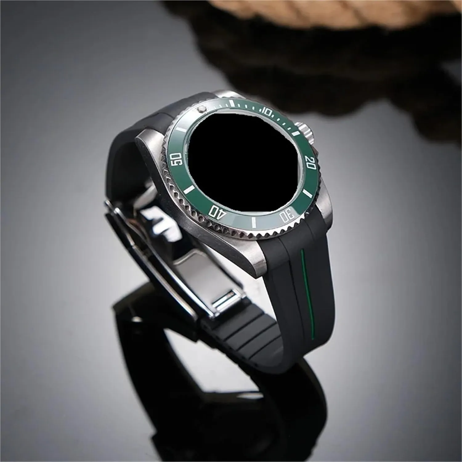 20mm Rubber Silicone Watchband Sports Diving Watch Strap Folding Buckle Men And Women Universal