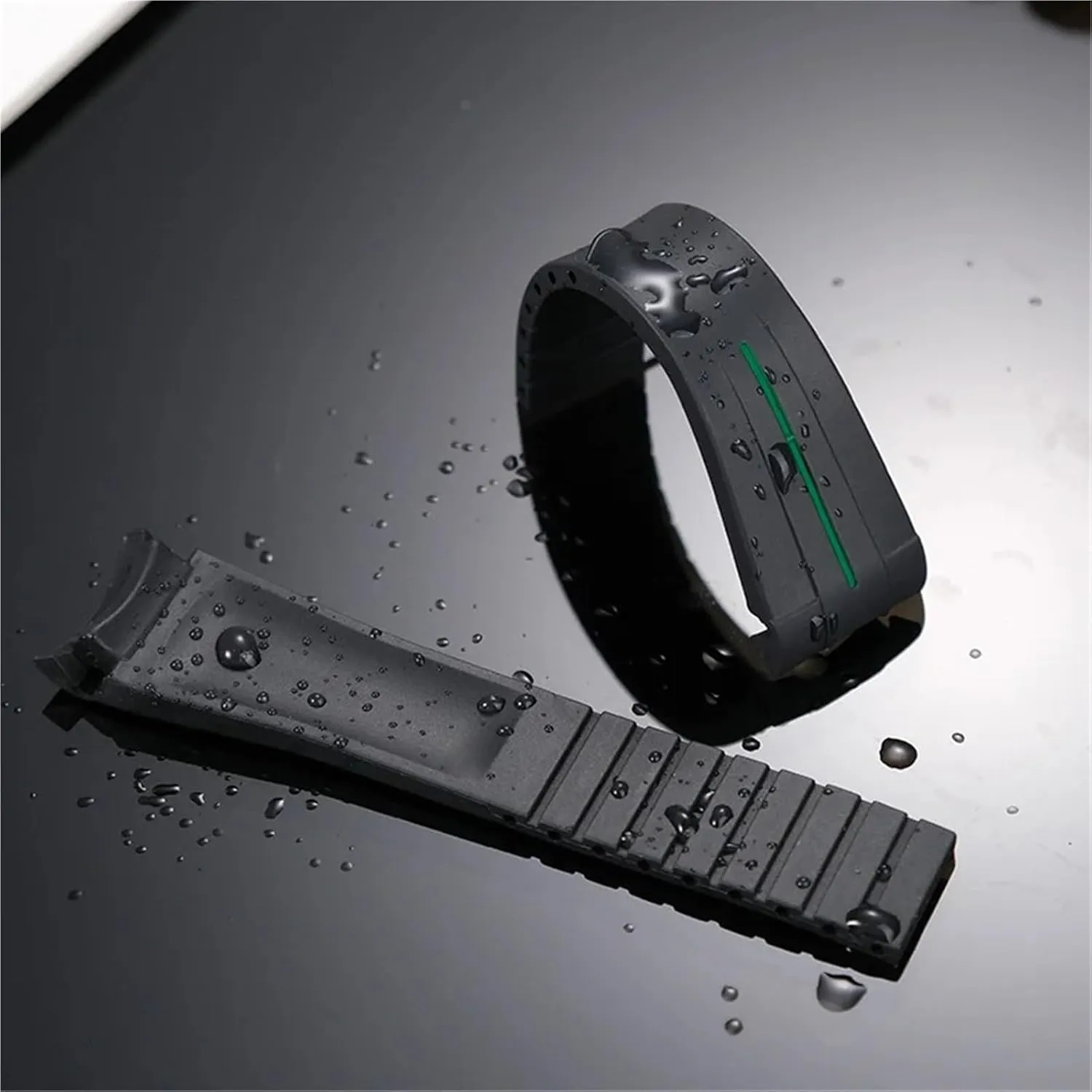 20mm Rubber Silicone Watchband Sports Diving Watch Strap Folding Buckle Men And Women Universal