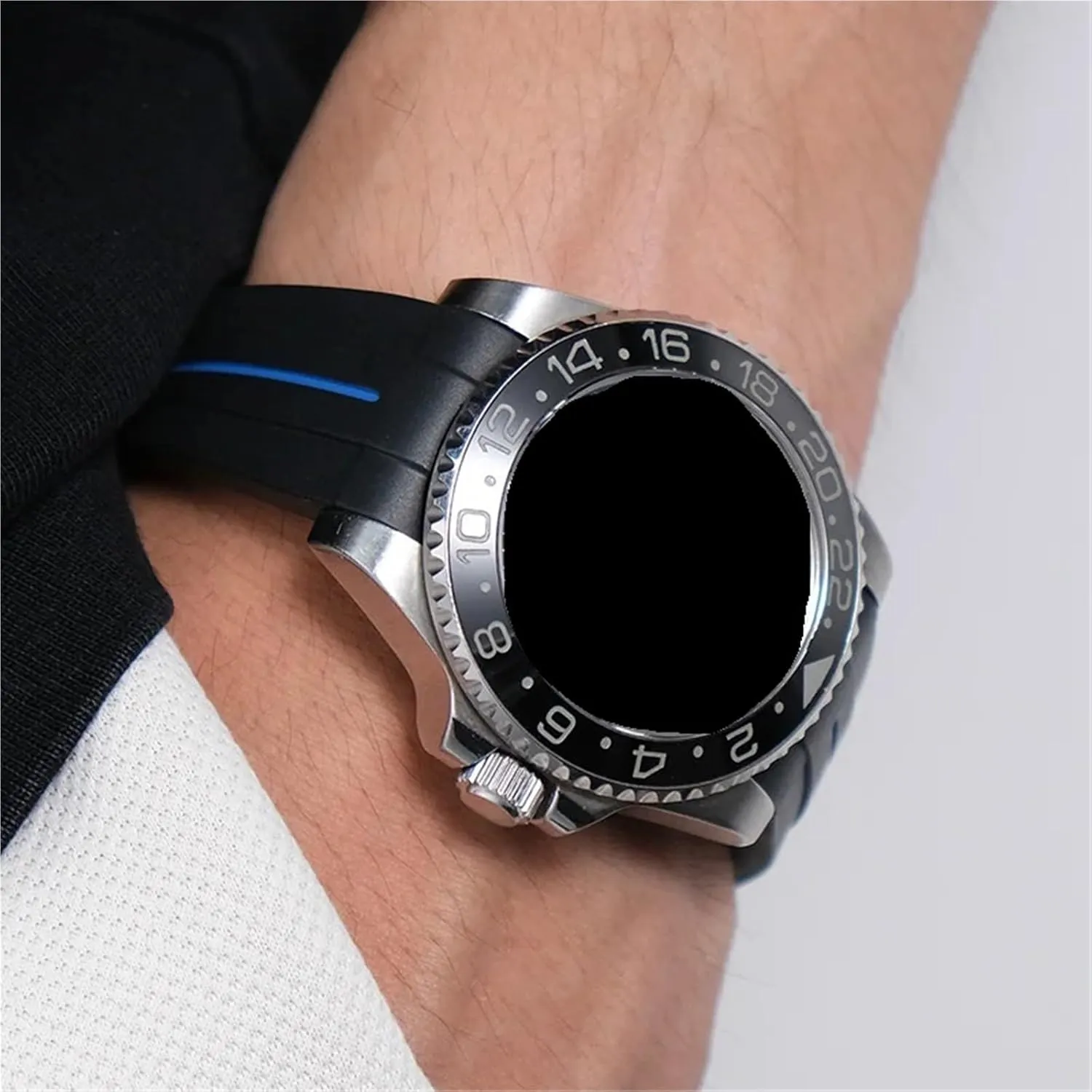 20mm Rubber Silicone Watchband Sports Diving Watch Strap Folding Buckle Men And Women Universal
