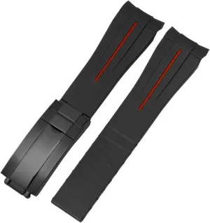 20mm Rubber Silicone Watchband Sports Diving Watch Strap Folding Buckle Men And Women Universal