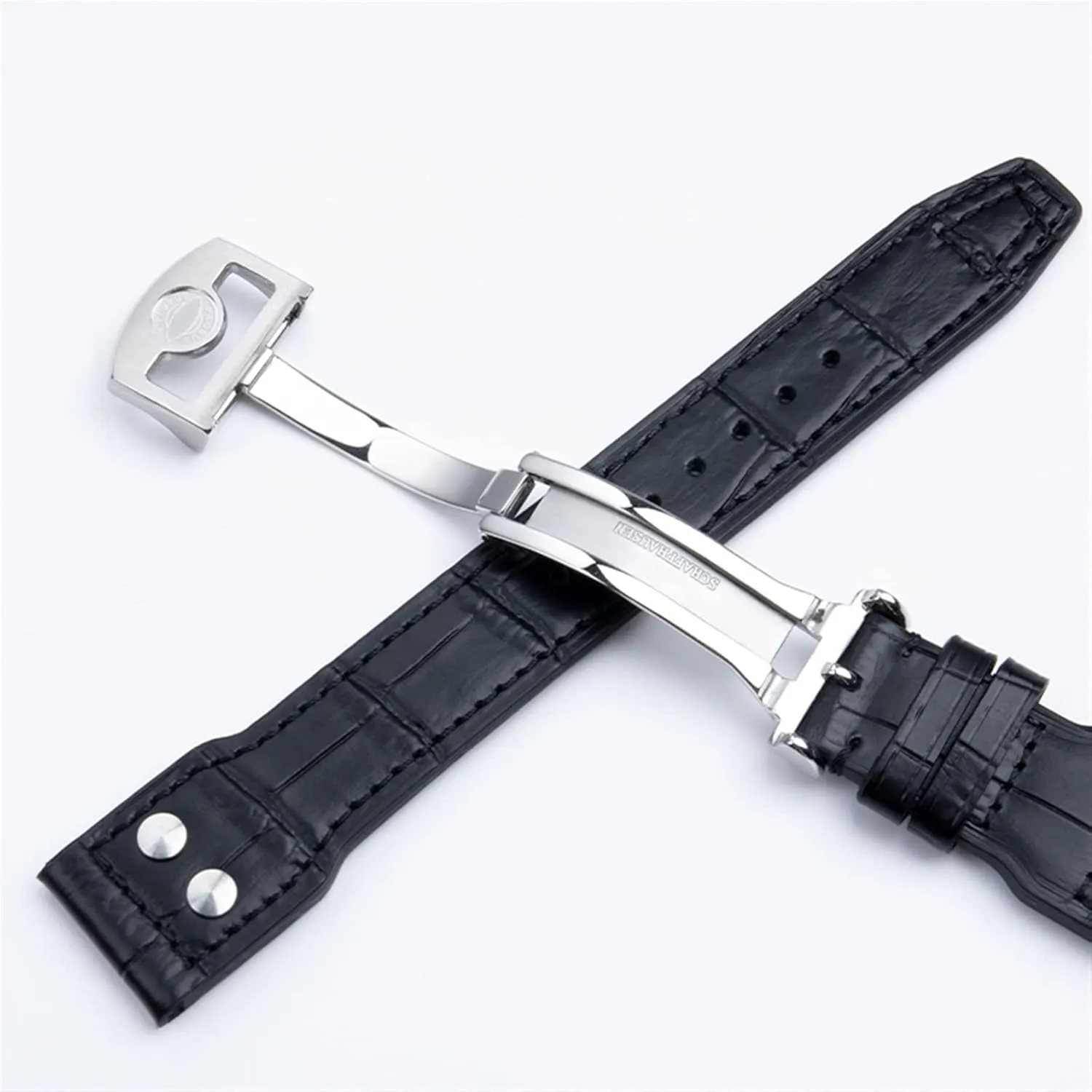 21mm 22mm Italy Cowhide Genuine Soft Leather Watchband for IWC Pilot Mark 18 Soft Brown Watch Strap Folding Clasp (Color : Blk Gold Buckle, Size : 21mm Mark On)