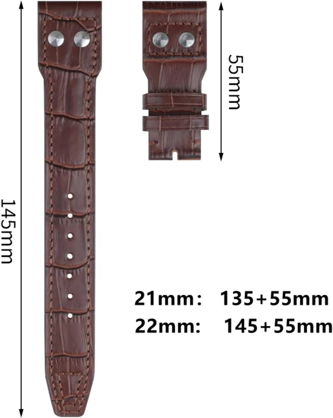 21mm 22mm Italy Cowhide Genuine Soft Leather Watchband for IWC Pilot Mark 18 Soft Brown Watch Strap Folding Clasp (Color : Blk Gold Buckle, Size : 21mm Mark On)