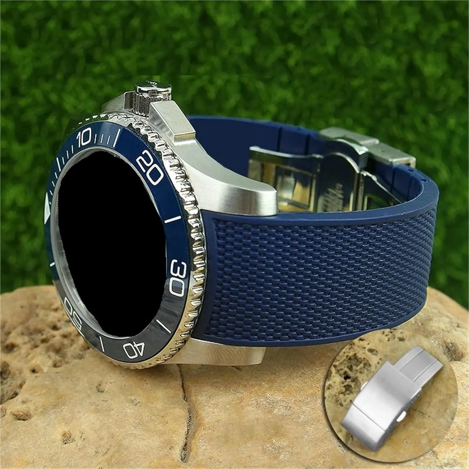 21mm Rubber Watchband Silicone Watch Strap Men And Women Sports Universal Quick Release Strap Folding Buckle