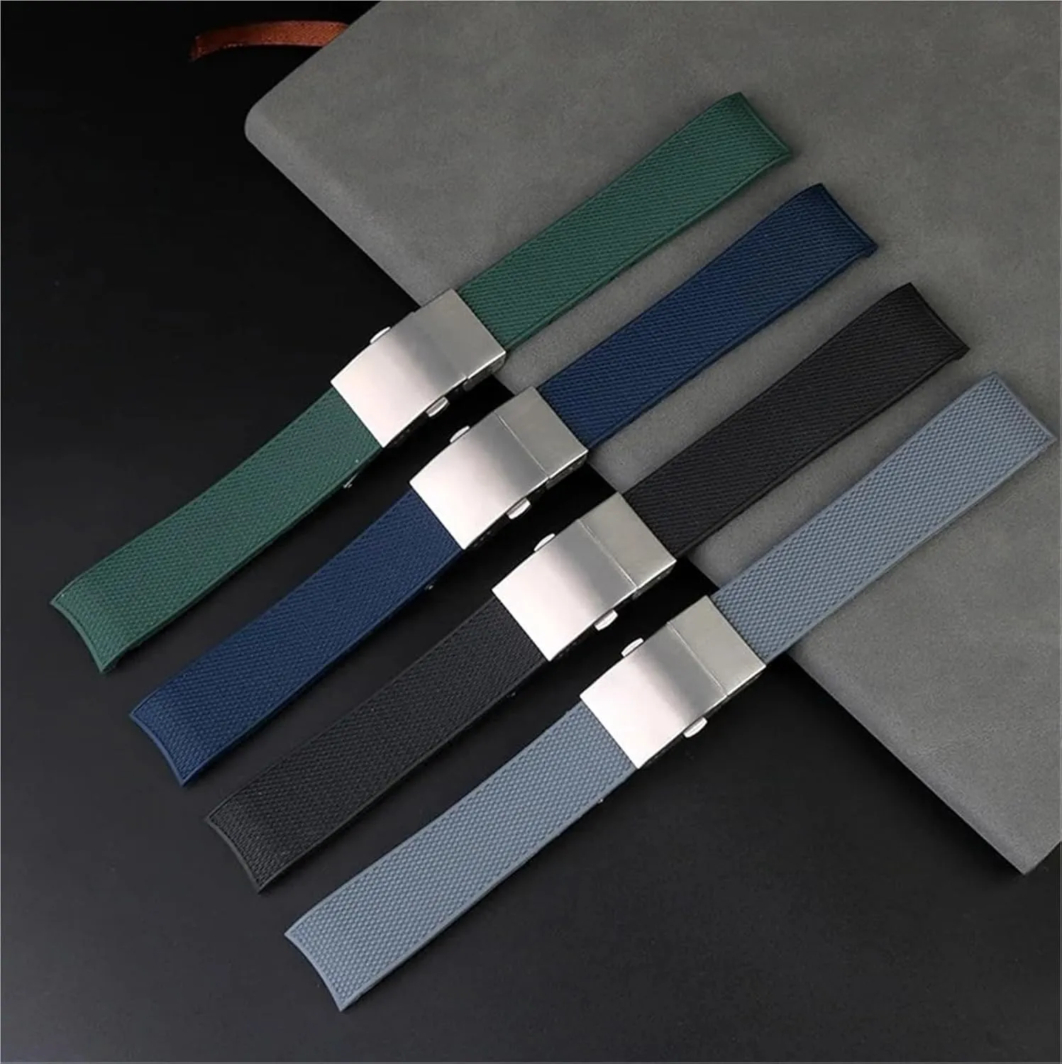 21mm Rubber Watchband Silicone Watch Strap Men And Women Sports Universal Quick Release Strap Folding Buckle