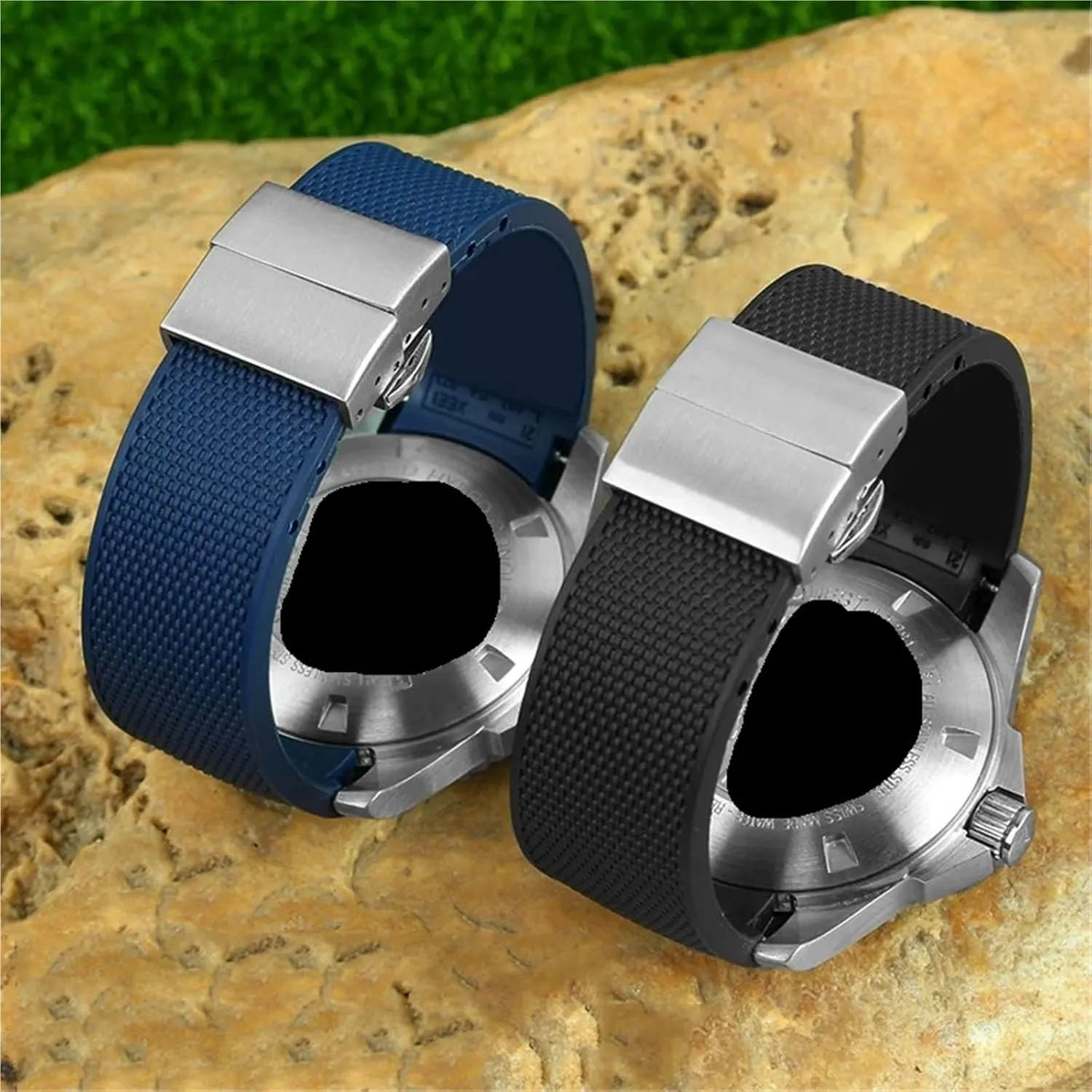 21mm Rubber Watchband Silicone Watch Strap Men And Women Sports Universal Quick Release Strap Folding Buckle