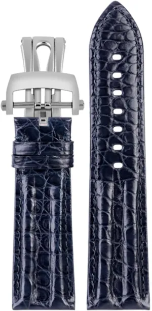 23.0Mm Crocodile Watch Strap Watchband for Blancpain 5000 5015 Fathoms Watch Black Blue Soft Strap Folding Buckle Watch Strap