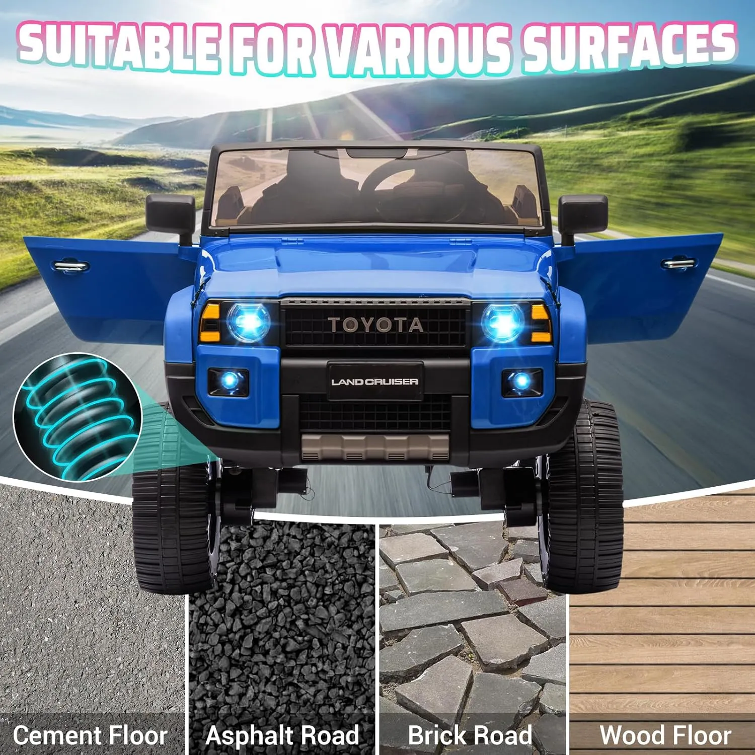 24v Ride On Toys for Big Kids - Licensed Toyota 2-Seater w/Remote Control, 4WD/2WD Switch, LED Lights, Bluetooth & Shovel - ASTM/CPSIA Certified Over 3 Years