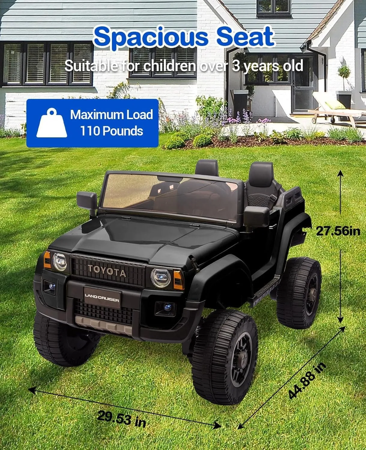24v Ride On Toys for Big Kids - Licensed Toyota 2-Seater w/Remote Control, 4WD/2WD Switch, LED Lights, Bluetooth & Shovel - ASTM/CPSIA Certified Over 3 Years