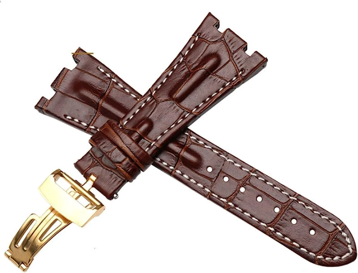 28mm Crocodile Leather Watchband For AP 15703 26470SO Royal Oak Offshore Men Sports Watch Strap with Folding Buckle