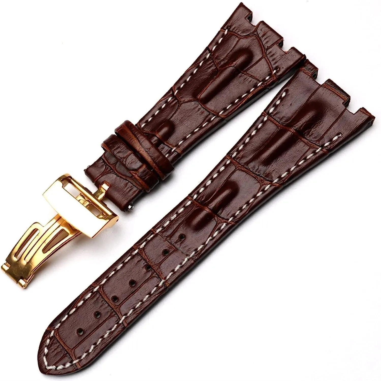 28mm Crocodile Leather Watchband For AP 15703 26470SO Royal Oak Offshore Men Sports Watch Strap with Folding Buckle
