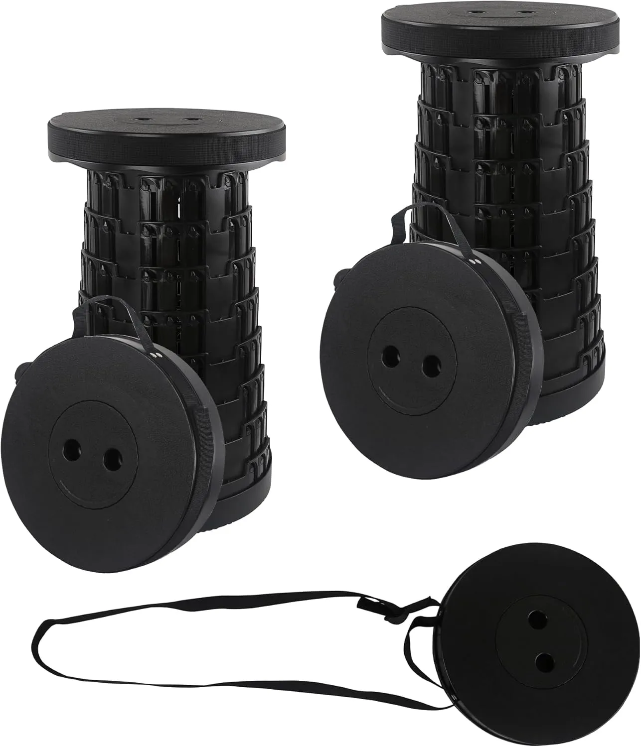2pcs Folding Stool Collapsible Stool for Adults Portable Stools Foldable Sturdy Versatile Telescoping Ideal for Camping Fishing Hiking BBQ and Outdoor Adventure (Holds up to 440lbs Black)