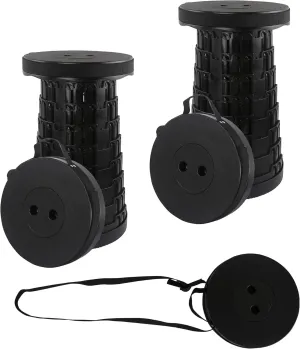 2pcs Folding Stool Collapsible Stool for Adults Portable Stools Foldable Sturdy Versatile Telescoping Ideal for Camping Fishing Hiking BBQ and Outdoor Adventure (Holds up to 440lbs Black)