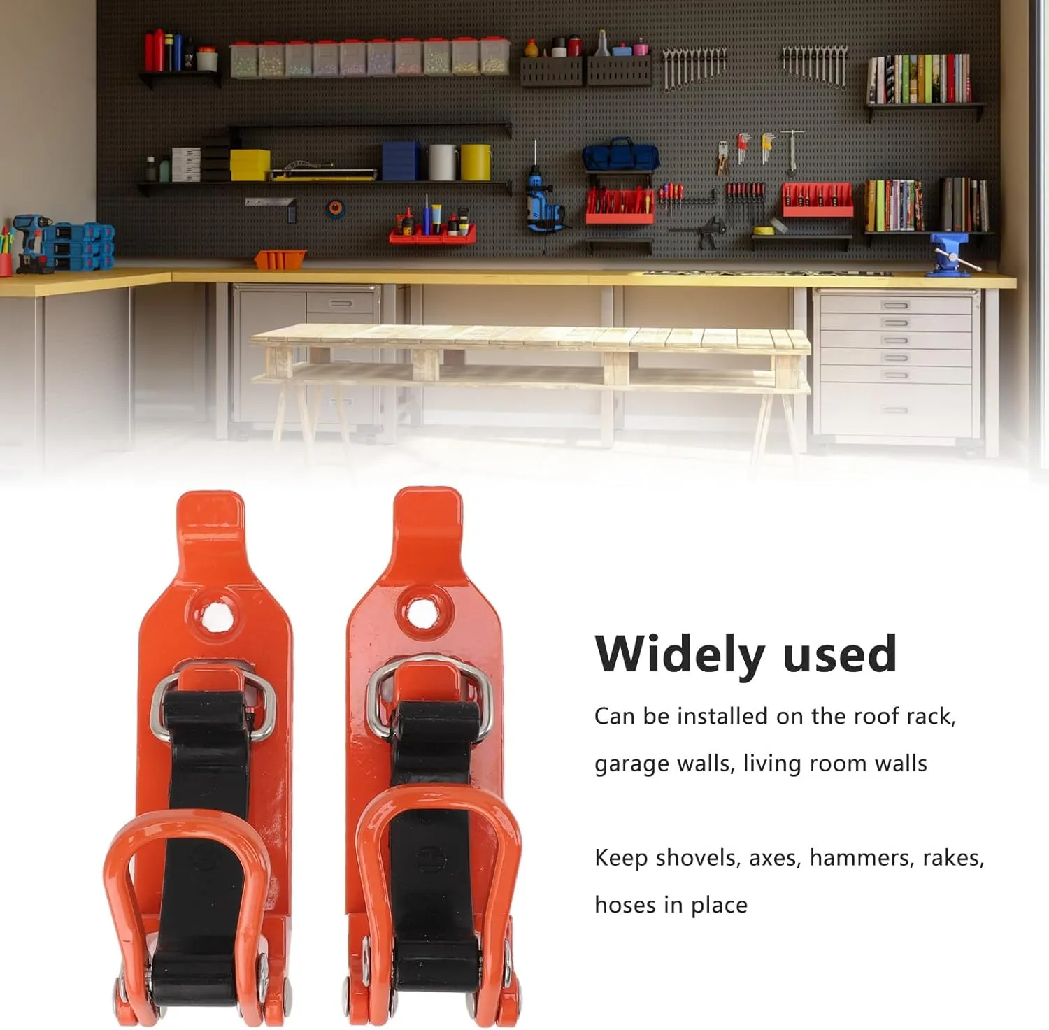 2pcs Roof Rack Shovel Mount Good Weight Bearing Capacity Axe Holder Clamp Metal Rubber Clamp Mounting Kit for Car Truck Boats (Orange)