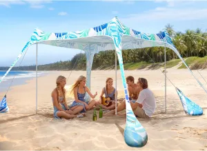 2PM SPORTS Beach Tent Conopy with UPF50 , Outdoor Large Beach Sun Shade Shelter for Family Picnic Camping Travel Shore, 8 Sandbags, Sand Shovel, Portable Ground Pegs (Leaf, 10x10 FT)