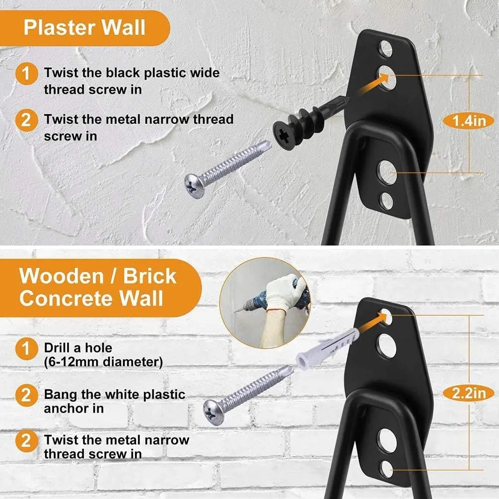 3-H Heavy Duty Garage Hooks [10 Pack] - 3-Round Welding Tech Holds 22lbs More - Thickened Steel Wall Mount for Ladders, Tools & Storage - Rustproof Utility Hardware