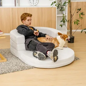 3-in-1 Bean Bag Chair for Adults, Folding Bean Bag Sofa, Giant Lazy Floor Sofa Bed, Velvet Memory Foam BeanBag Chairs with Pillow for Bedroom, Living Room, Dorm