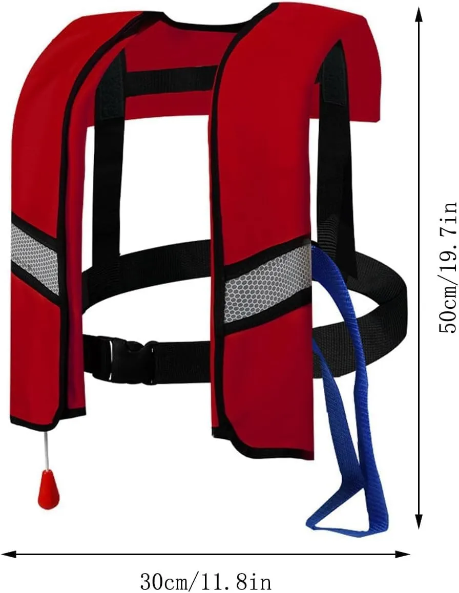 3-Pack 150N Automatic Inflatable Life Jacket – Adjustable Nylon Swim Vest with CO2 Inflation, Reflective Strips & Safety Buckle