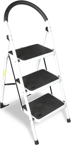 3 Step Ladder, Folding Lightweight Step Stool with Wide Anti-Slip Pedal for Home, Office, Kitchen and Garage, 400 lbs Capacity