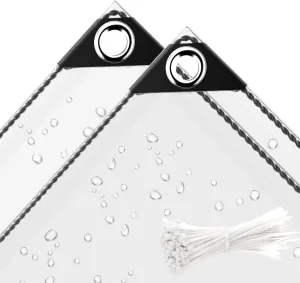 3 x 10 ft Clear Waterproof Tarp, PVC 11.8 Mil Tarpaulin with Grommets and Cable Tie, Duty Heavy Tear Resistant Cover for Camping, Plants Greenhouse, Cars, Patio and Pavilion