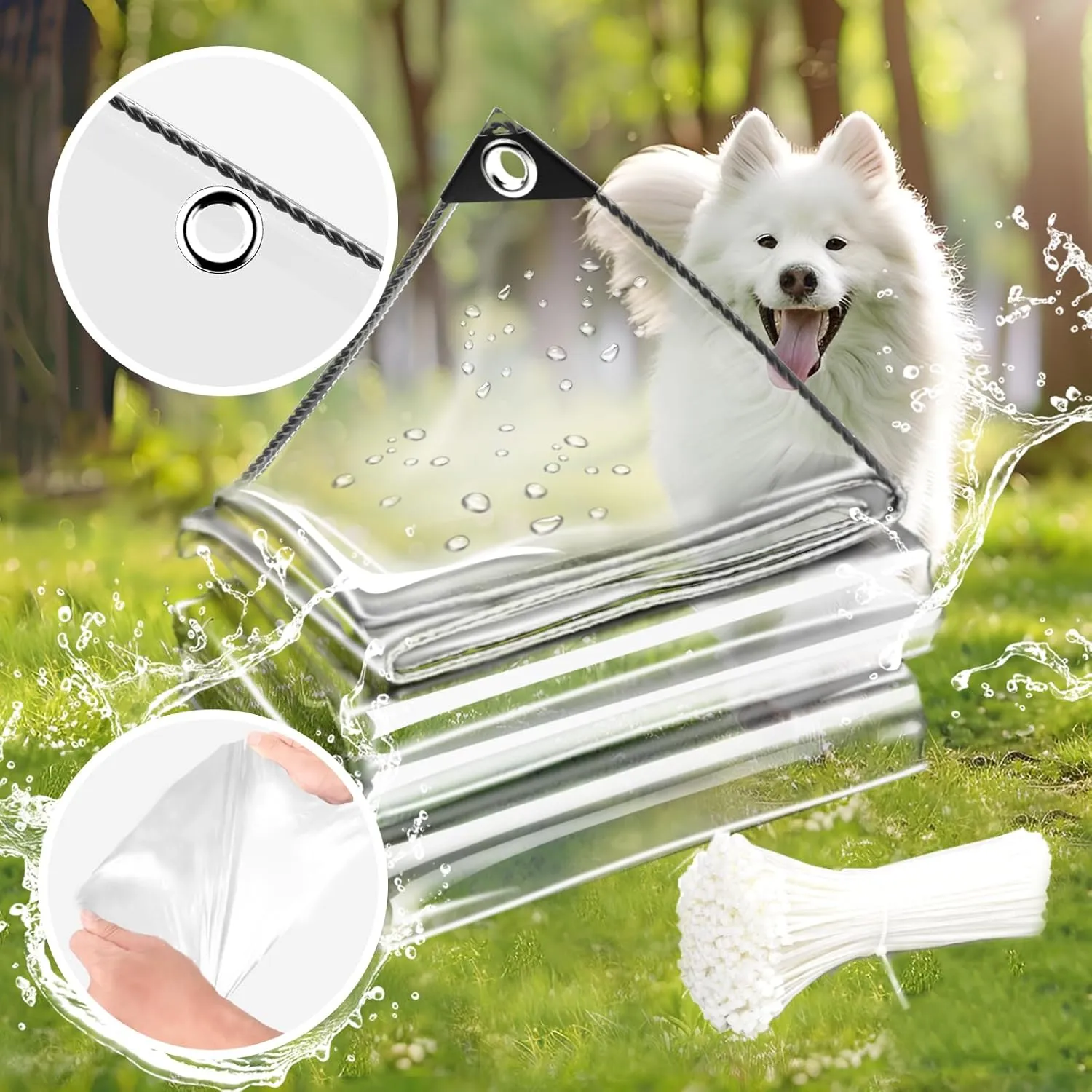 3 x 10 ft Clear Waterproof Tarp, PVC 11.8 Mil Tarpaulin with Grommets and Cable Tie, Duty Heavy Tear Resistant Cover for Camping, Plants Greenhouse, Cars, Patio and Pavilion