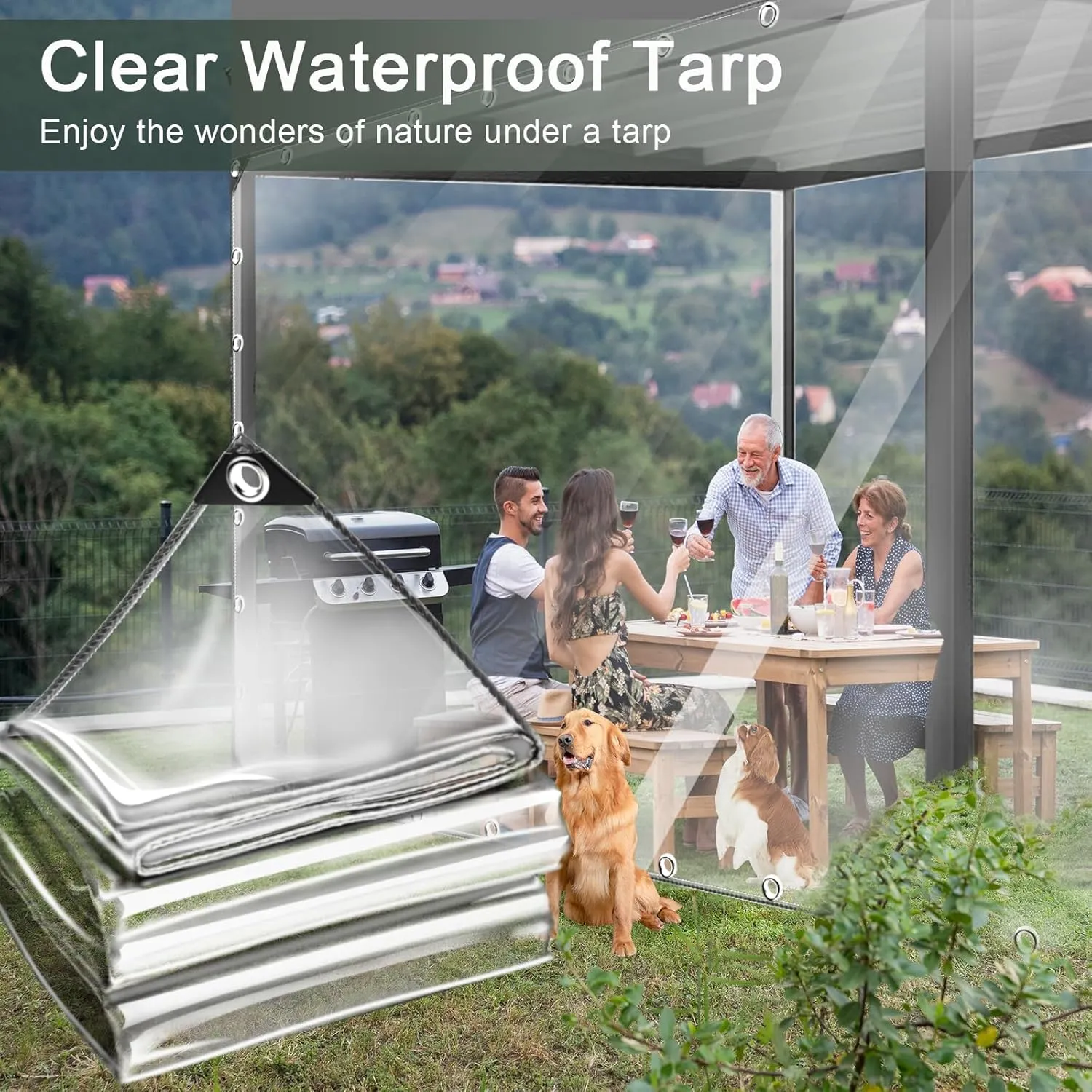 3 x 10 ft Clear Waterproof Tarp, PVC 11.8 Mil Tarpaulin with Grommets and Cable Tie, Duty Heavy Tear Resistant Cover for Camping, Plants Greenhouse, Cars, Patio and Pavilion