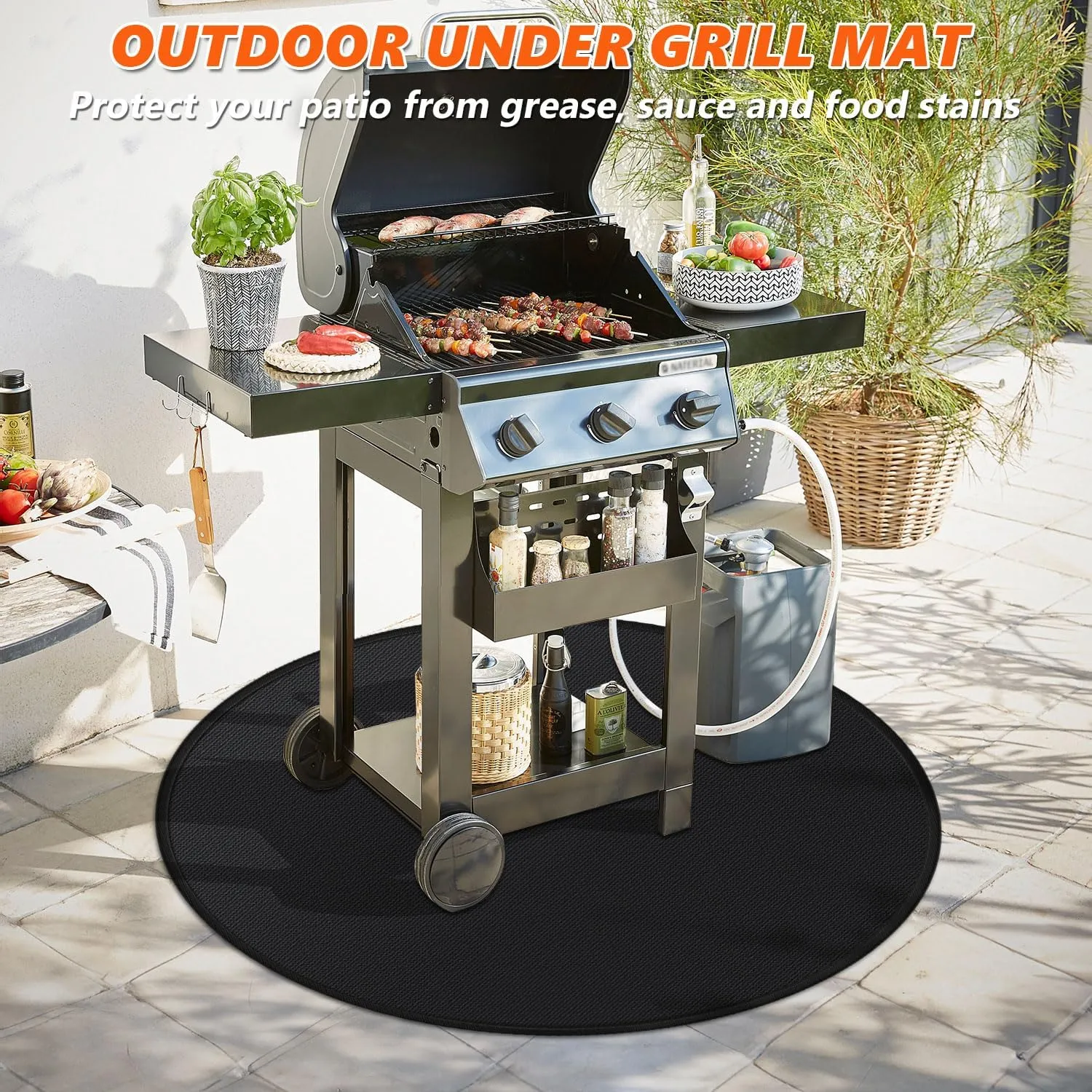 36'' Fire Pit Mat for Solo Stove Bonfire, Double-Sided Fireproof Under Grill Mat Deck Patio Protector Pad, Round BBQ Mat for Solo Stove Accessories, Easy to Clean, Reusable