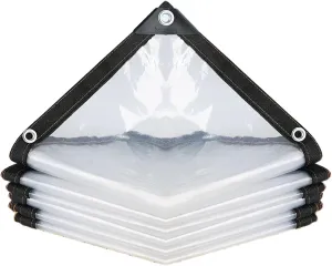 3X7 FT, 7X10 FT,16X26ft Clear Waterproof Tarps,Clear Greenhouse Heavy Duty Tarp,Tarpaulin Transparent of Patio,for Garden Winter(7x16 ft(2x5m))