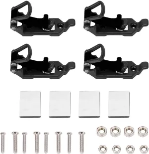 4 Pack Roof Rack Mounting Brackets, Multipurpose Metal Clamps with Rubber Padding, Secure Shovel and Tool Attachment for Vehicles, Boats, and Outdoor Gear (Black)