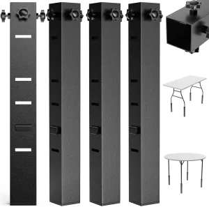 4 Pcs Folding Table Risers for Table Legs, Folding Table Leg Extenders, 5 Levels Adjustable Height Extensions Rise Table Straight/Bent Legs 4.8｜6.7｜8.7｜10.8｜14.2in for Treating Your Back Pain
