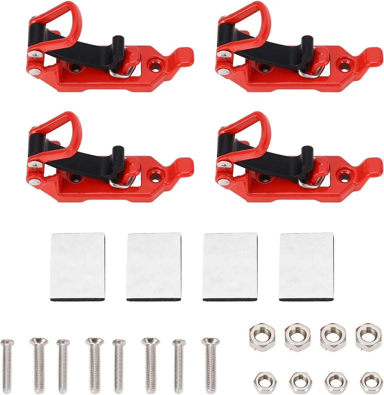 4 Sets Roof Rack Shovel Mount Heavy Duty Multipurpose Metal Rubber Clamp Mounting Bracket for Roof Rack Boats Tool (Red)