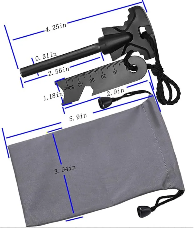 4.25 Inch Flint Fire Starter, Survival Ferro Rods Starter with Easy Grip Handle and Multifunction Striker, Waterproof Flint Fire Can be Struck 15000 Times for Camping, Hiking (Pack of 2)
