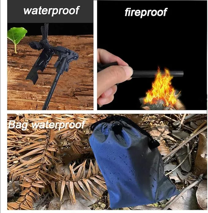 4.25 Inch Flint Fire Starter, Survival Ferro Rods Starter with Easy Grip Handle and Multifunction Striker, Waterproof Flint Fire Can be Struck 15000 Times for Camping, Hiking (Pack of 2)