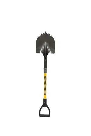 49631 S600 Power Series Round Point Shovel with 29" Premium Fiberglass Handle with Poly D Grip, Forward Turned Step Head "Cutting Teeth"