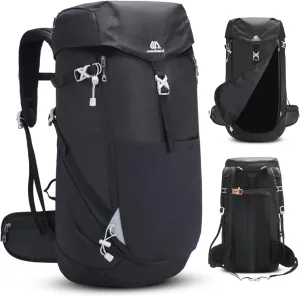 50L Backpacking Packs with Front Open, Waterproof Hiking Backpack for Men Women, Large Camping Backpack Lightweight, Black