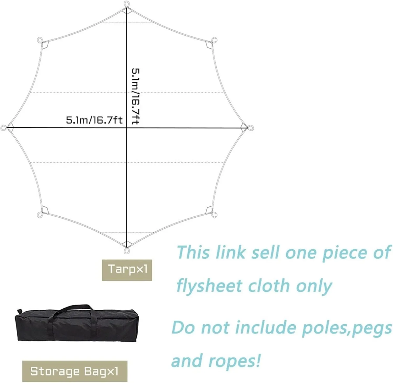 5.1x5.1m Big Tarp Watertight Coating Shade Sun Shelter Camping Awning Tent Sunshade Outdoor Garden Canopy (Color : Black, Size : A)