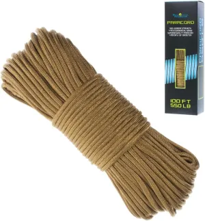 550 Paracord Bracelet Parachute Cord - 7 Strand Type III Paracord Rope - Multiple Colors in 100 Feet