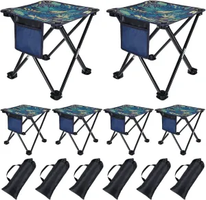 6 Pack Camping Stool, 13 inch Portable Folding Stool with Carry Bag Collapsible Camping Chair 400 Lbs Compact Stool Seat for Camping Fishing Hiking Gardening Walking Travelling Outdoor Activities