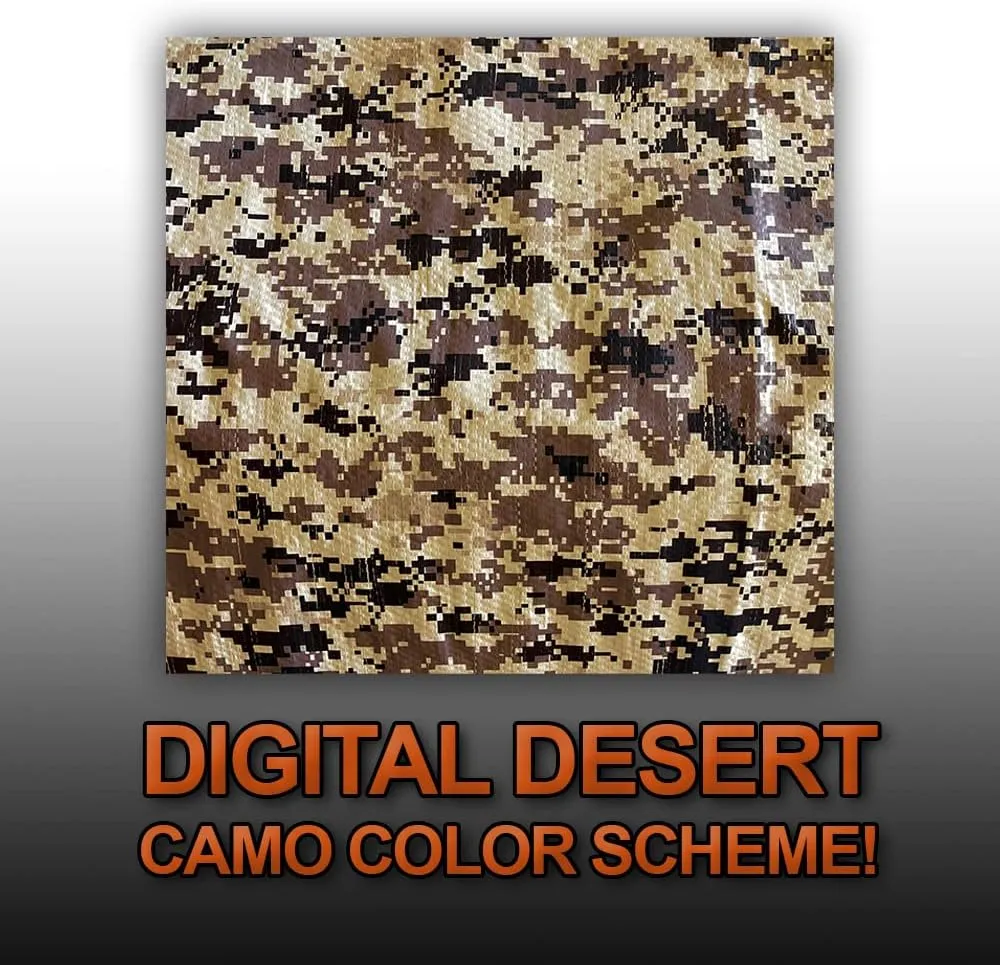 6' X 8' Desert Digital Camouflage Poly Tarp 8 Mil (Finished Size 5'.6 X 7'.6)
