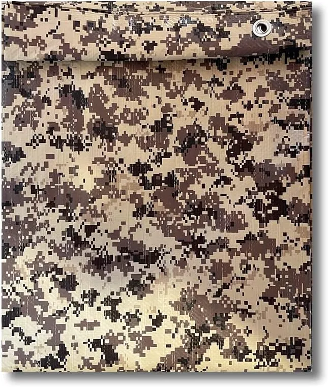 6' X 8' Desert Digital Camouflage Poly Tarp 8 Mil (Finished Size 5'.6 X 7'.6)