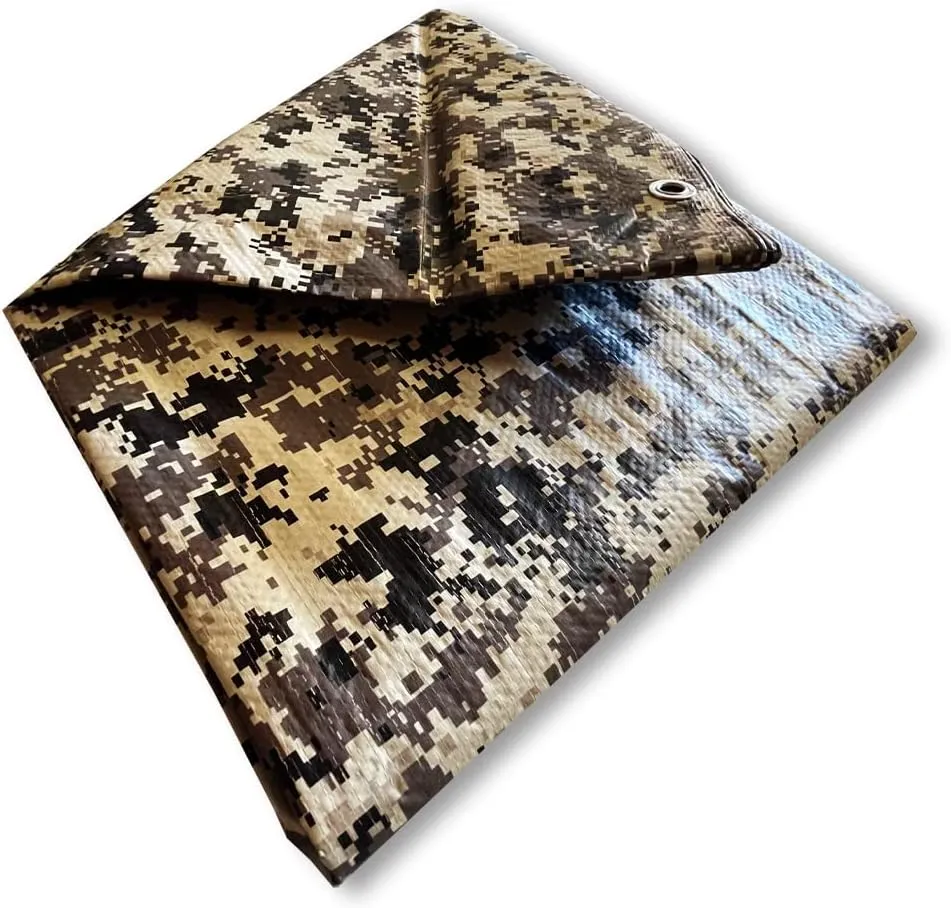 6' X 8' Desert Digital Camouflage Poly Tarp 8 Mil (Finished Size 5'.6 X 7'.6)